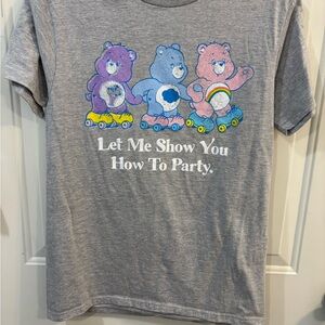 Care Bears Gray Short Sleeve Tee with Nostalgic Cartoon Design